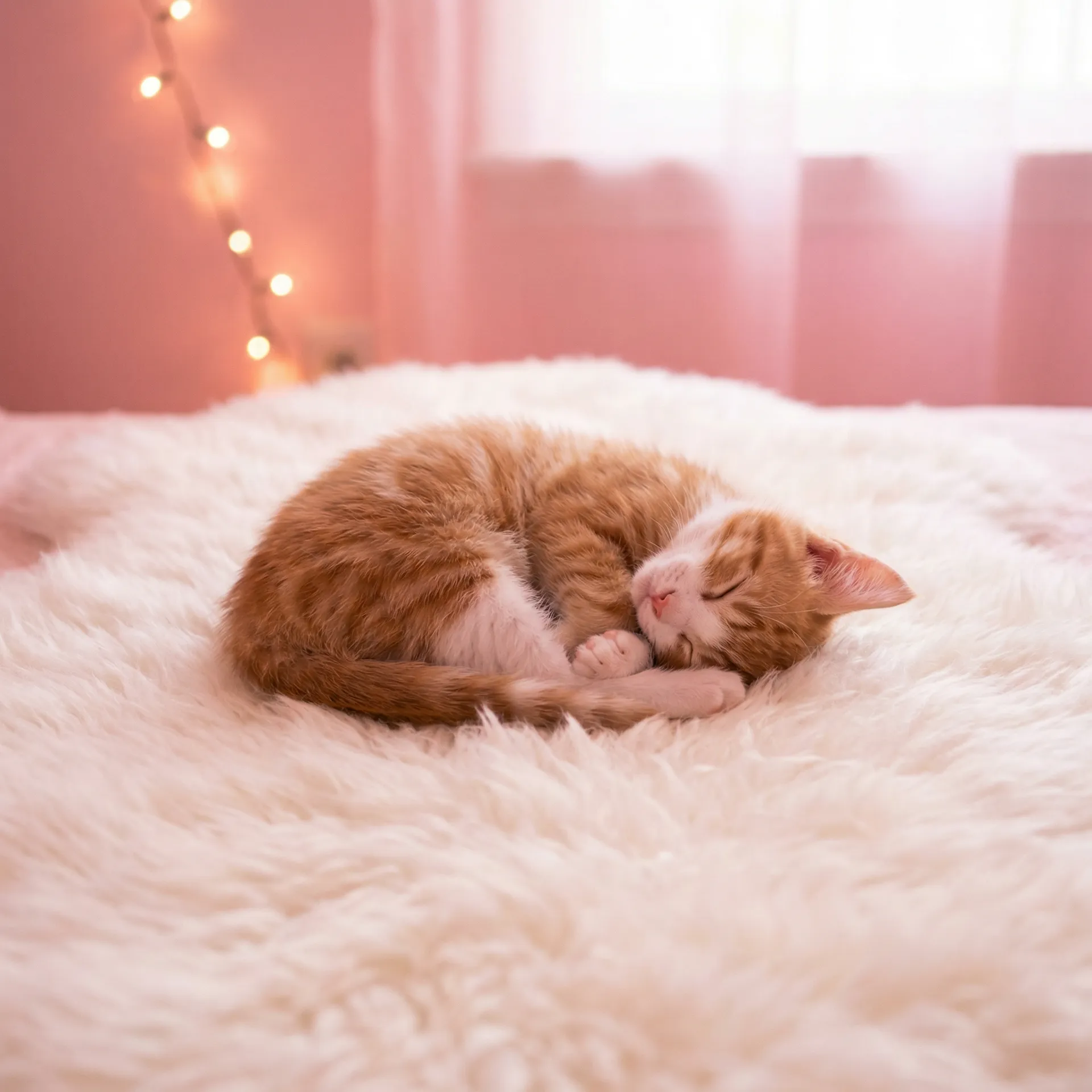 小猫蜷成一团入睡 - 张婉莹活的不如水性笔